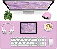 Vista 35 de Bloss Tapete de escritorio beige de 23.6 x 13.8 pulgadas, tapete de escritorio para escritorio, alfombrilla de mouse de cuero grande impermeable