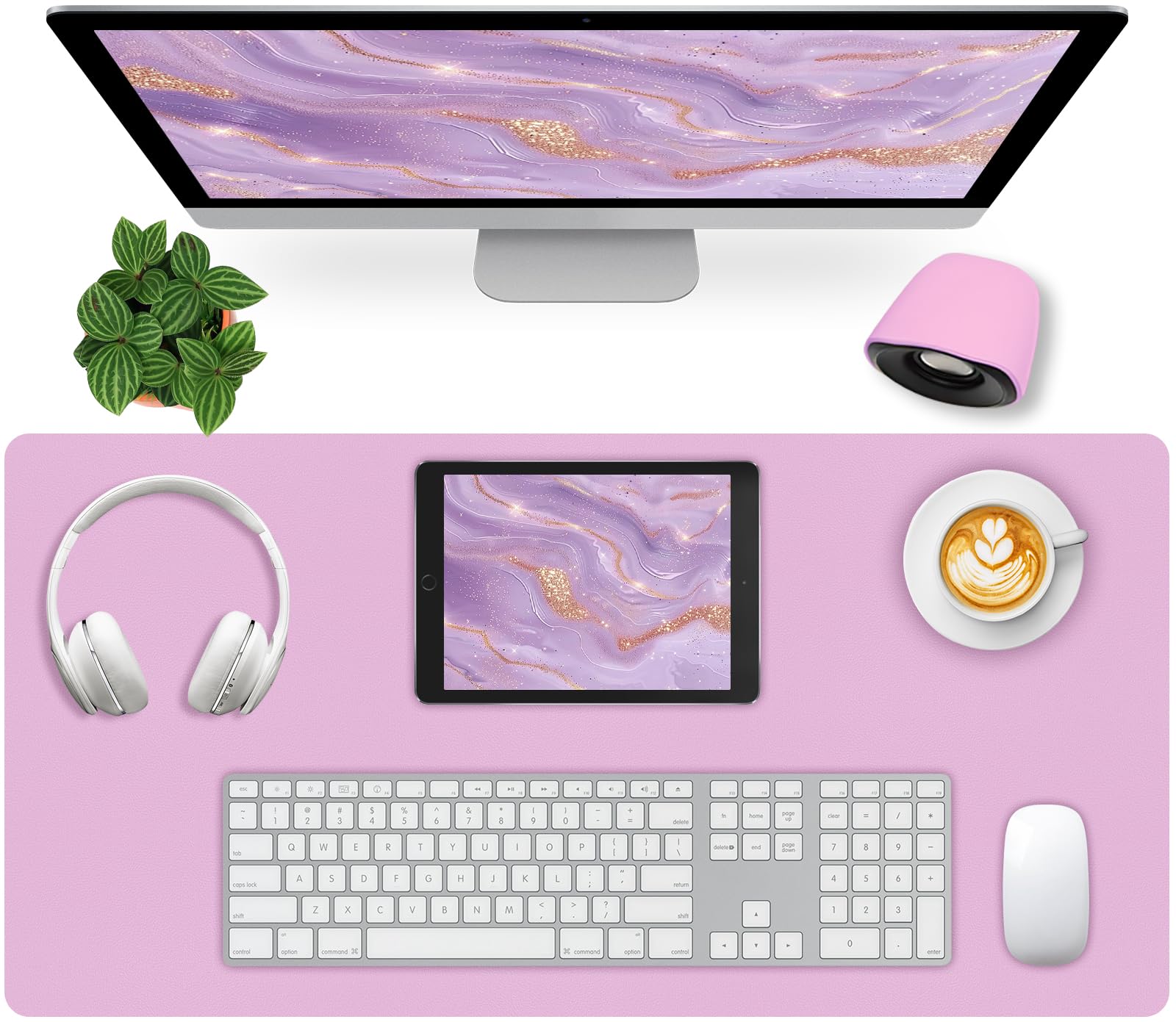 Bloss Purple Desk Mat, Desk Matt for Desktop, Large Leather Desk Pad, Desk Pad Mat Waterproof, Computer Mat for Office Work/Home/Decor (31.5 x 15.7 Inches)
