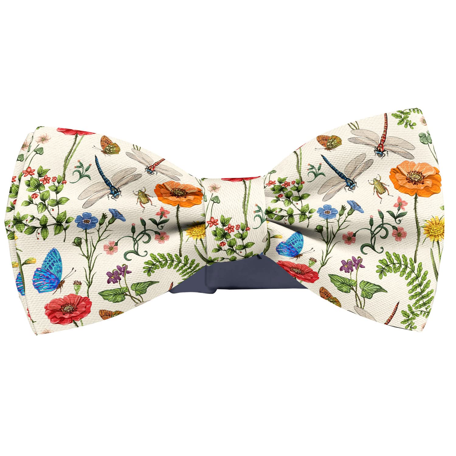 KAWAMOUSE Adjustable Pre-tied bow tie for Men (Summer Botanical Pattern) Elegant Cute Bowties for Dogs Cats Pets