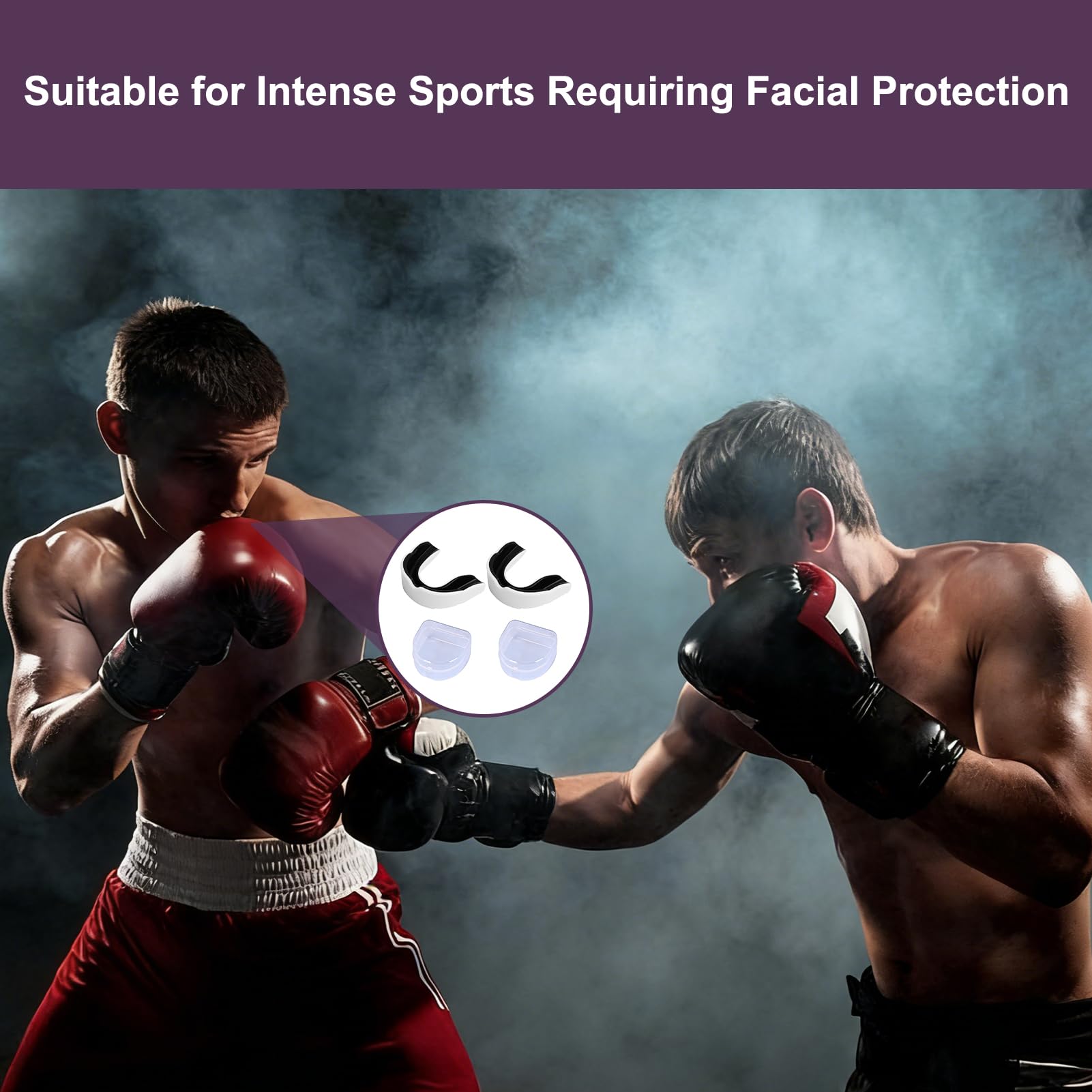 2 Pièces Protege Dents Sport, Protège Dents Boxe, Gouttière Dentaire en Silicone, Protection pour Boxe, MMA, Rugby, Hockey et Taekwondo, Ajustable, Confortable avec Boîte de Rangement, Protection Max