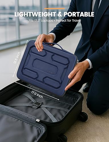 Vista 7 de DOMISO 17 inch Laptop Sleeve with Handle Shockproof Waterproof EVA Protective Case for 17.3" ZBook Fury 17.3 G8/MSI GS73VR Stealth Pro/HP Envy 17/LG