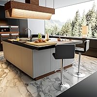 Vista 2 de Homall - Taburetes de bar modernos de cuero PU ajustable con giro, taburetes de bar sin brazos, taburete de bar hidráulico de cocina de altura