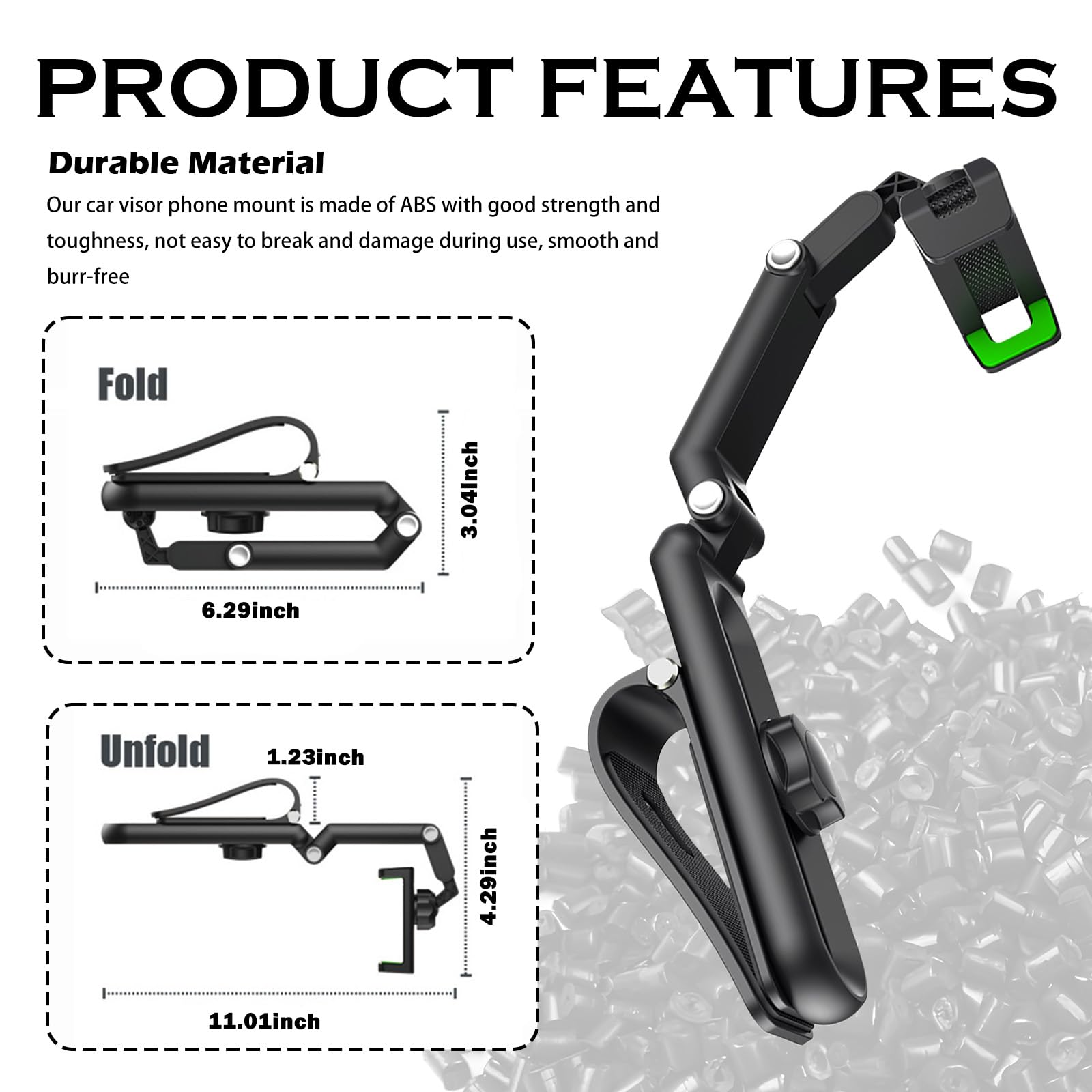 Sun Visor Phone Holder for Car,360° Swivel Adjustable Sunvisor Phone Holder for Car for Easily Phones Checking,Foldable Cars Phones Holders with 180° Retractable Arm 1