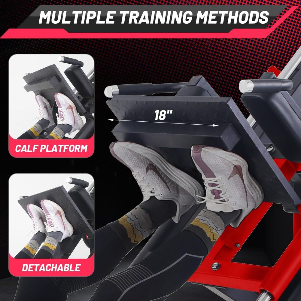 Beinpresse Hack Squat Maschine, 2-In-1-Beinpresse FüR Heim-Fitnessstudio Mit LinearfüHrung, Spezial-Hack Squat Maschine FüR Das Komplette UnterköRpertraining Mit Wadenblock