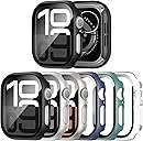 6 Pack Case with Tempered Glass Screen Protector for Apple Watch Series 11 Series 10 46mm, Ultra-Thin Scratch Resistant Full Protective Hard PC Bumper Cover for Apple Watch 46mm
