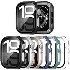 JERXUN 6 Pack Case with Tempered Glass Screen Protector for Apple Watch Series 11 Series 10 46mm Ultra-Thin