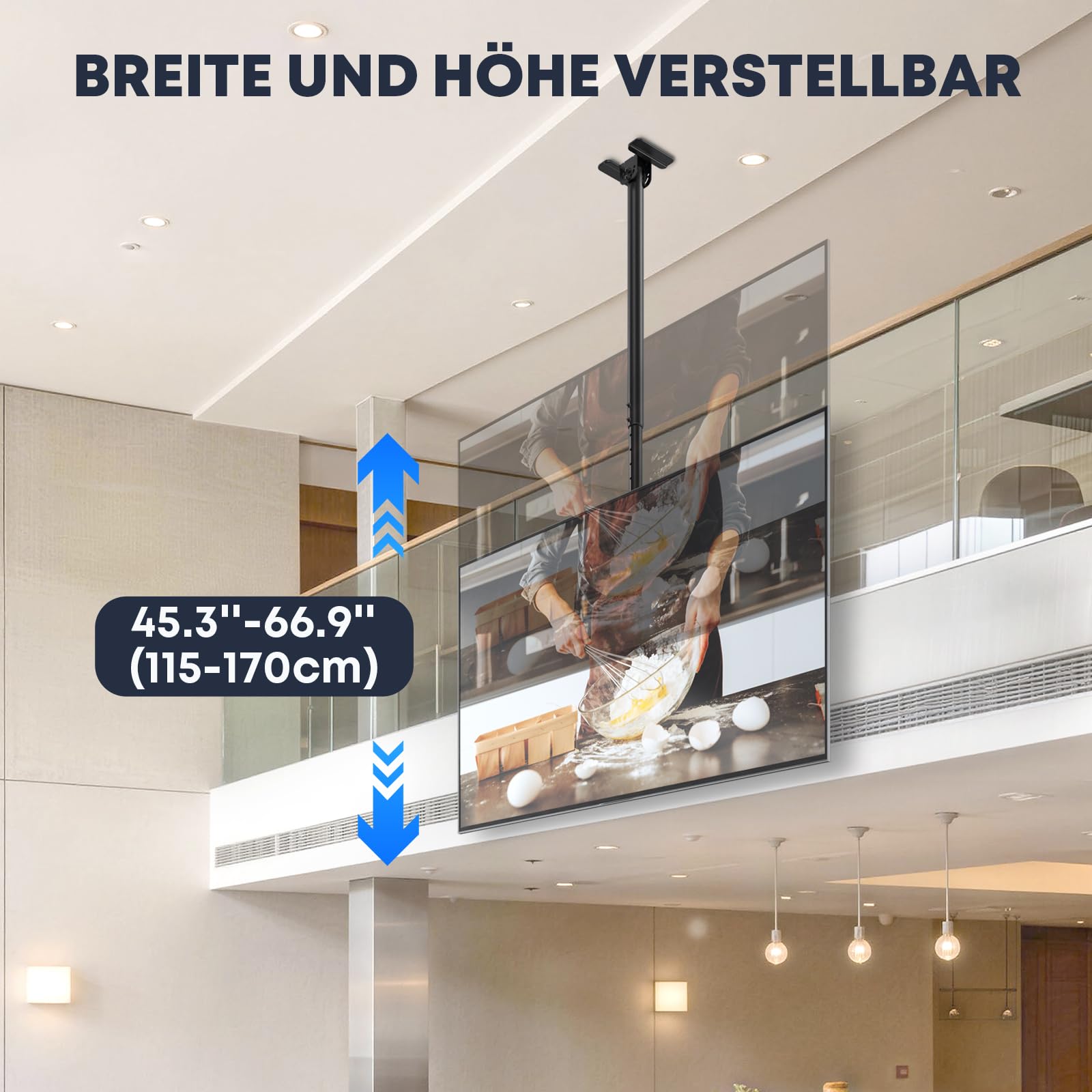 TV Deckenhalterung für 50 bis 100 Zoll, 80 kg Tragkraft
