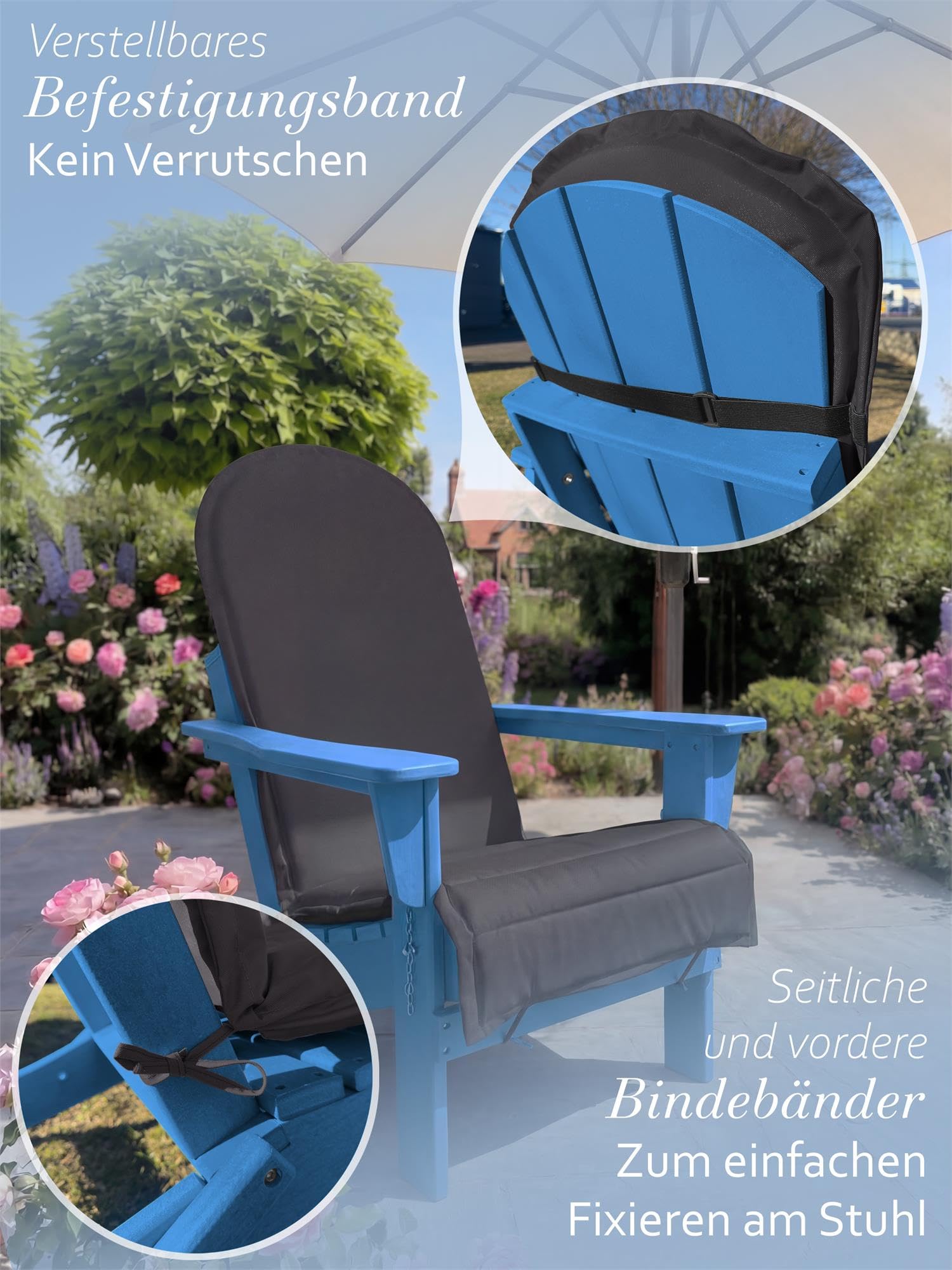 normani 2er-Set Stuhlauflagen Hochlehner - Gartenstuhlauflagen | Sitzpolster | Polsterauflagen für In- und Outdoor 135 x 55 x 6 cm Farbe Anthrazit