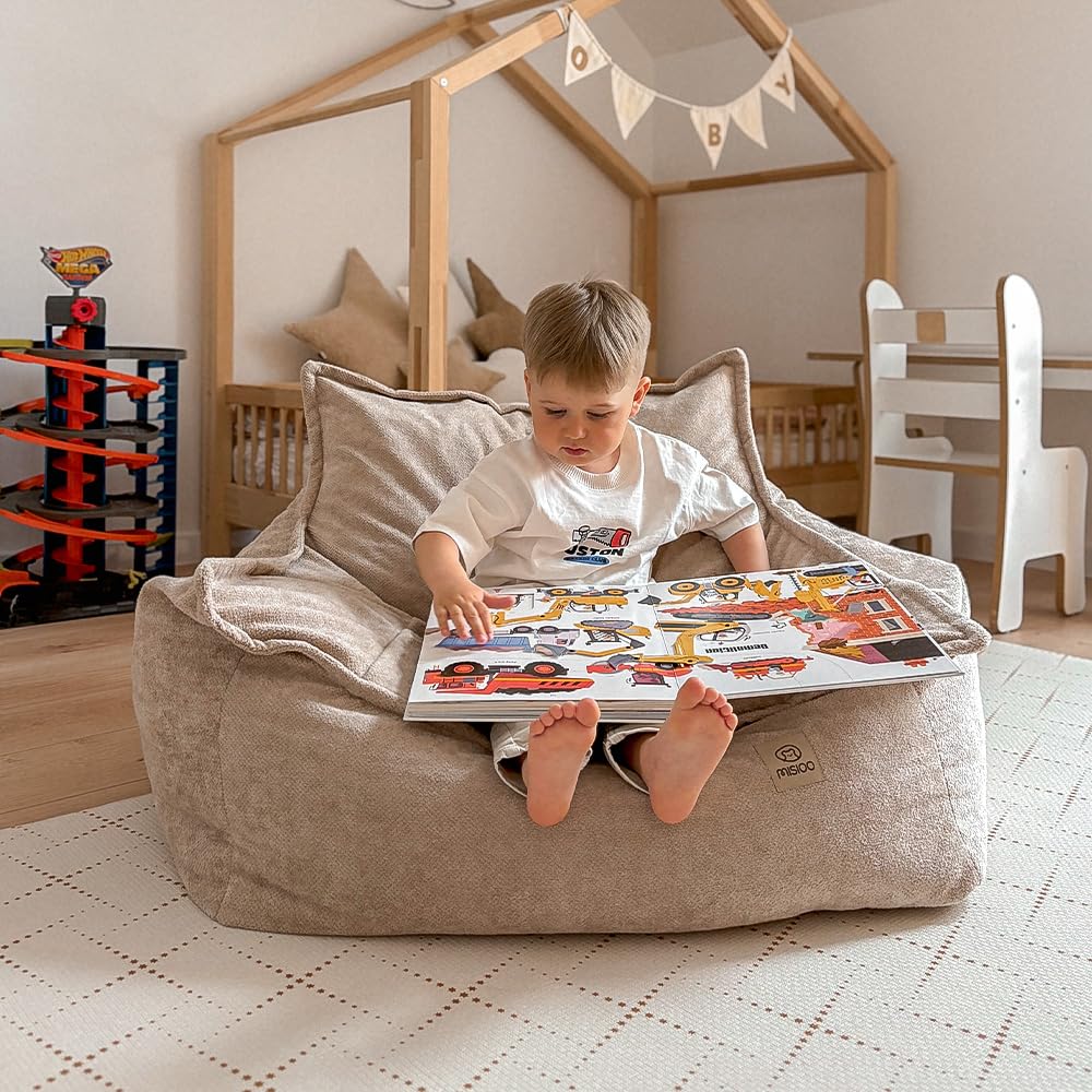 MISIOO Kinder Sessel Roya Chenille – Kindersessel für Kinderzimmer, Weicher Sitzsack Kinder, Bodensessel Bean Bag Sofa, Premium Szenila, 80x73x58 cm