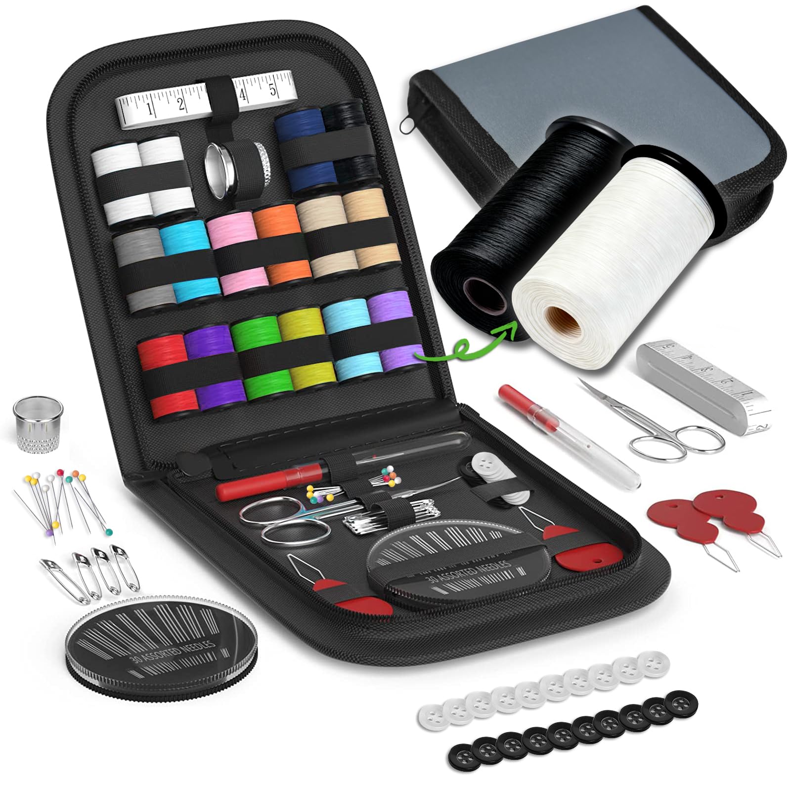 Sewing Kit Gifts for Grandma, Mom, Friend, Traveler, Adults, Beginner, Emergency,Sewing Supplies Accessories with Scissors,Sewing Needles Thimble, Thread,Tape Measure etc (Lt Pewter Gray, S)