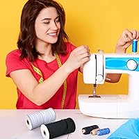 Vista 7 de Coopay 200 yardas de largo, 1/4 pulgadas de ancho, cuerda elástica plana, cuerda elástica pesada para coser proyectos de bricolaje, artes y Blanco