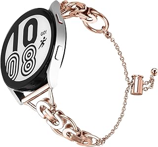 Bling Diamond Bracelet Compatible with Garmin Vivoactive 3,Forerunner 245/ 645 Music,Venu/Venu Sq 2,Metal Classy Bands Stainless Steel Wrist Bands Waterproof Strap for Garmin Venu Sq 2 Band for Women (RoseGold)