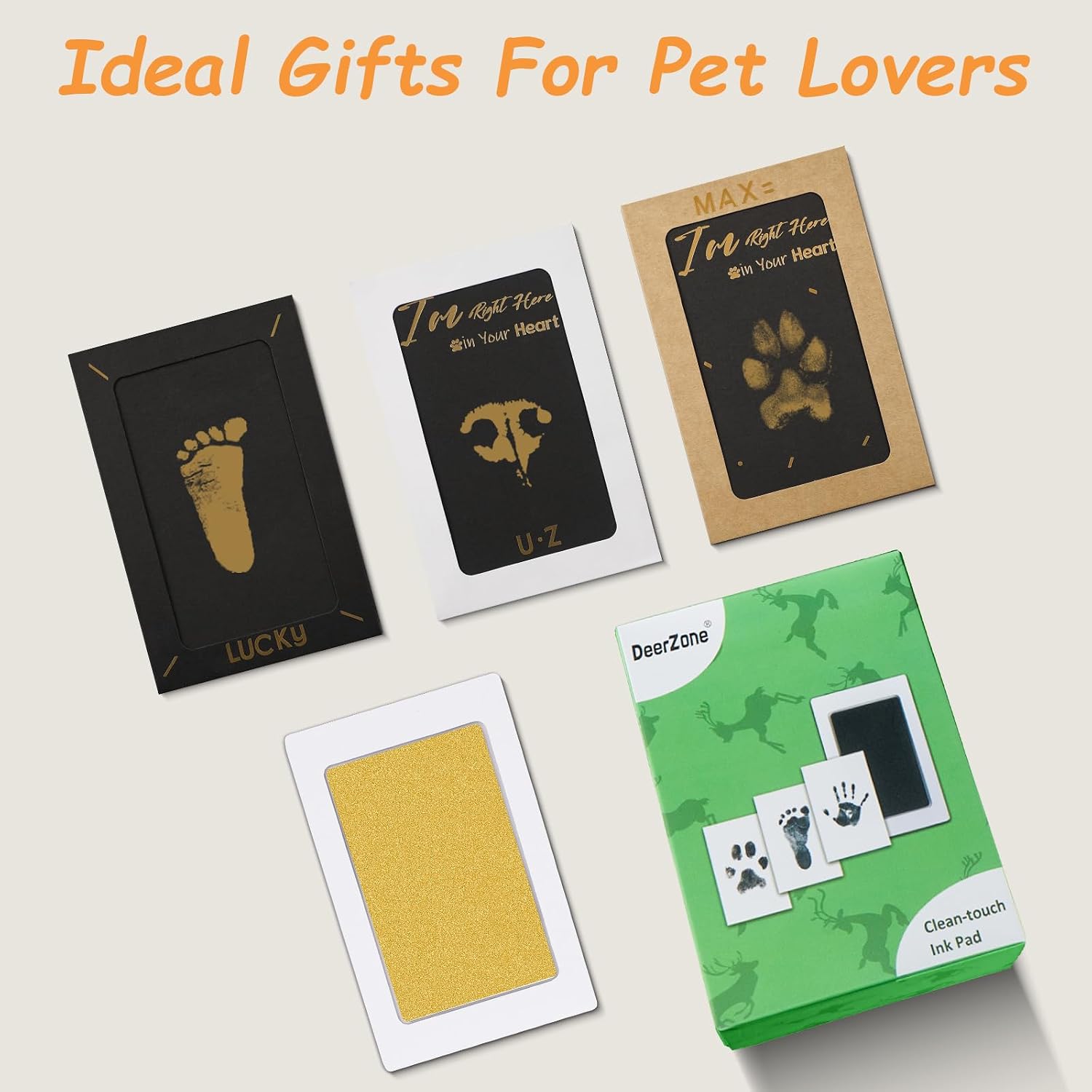 DeerZone Inkless Paw Print Kit,Dog Paw Print Kit,Dog Nose Print Kit,Clean Touch Ink Pads and Imprint Cards,Pet Paw Print Impression Kit for Dogs Cats Footprint Keepsake