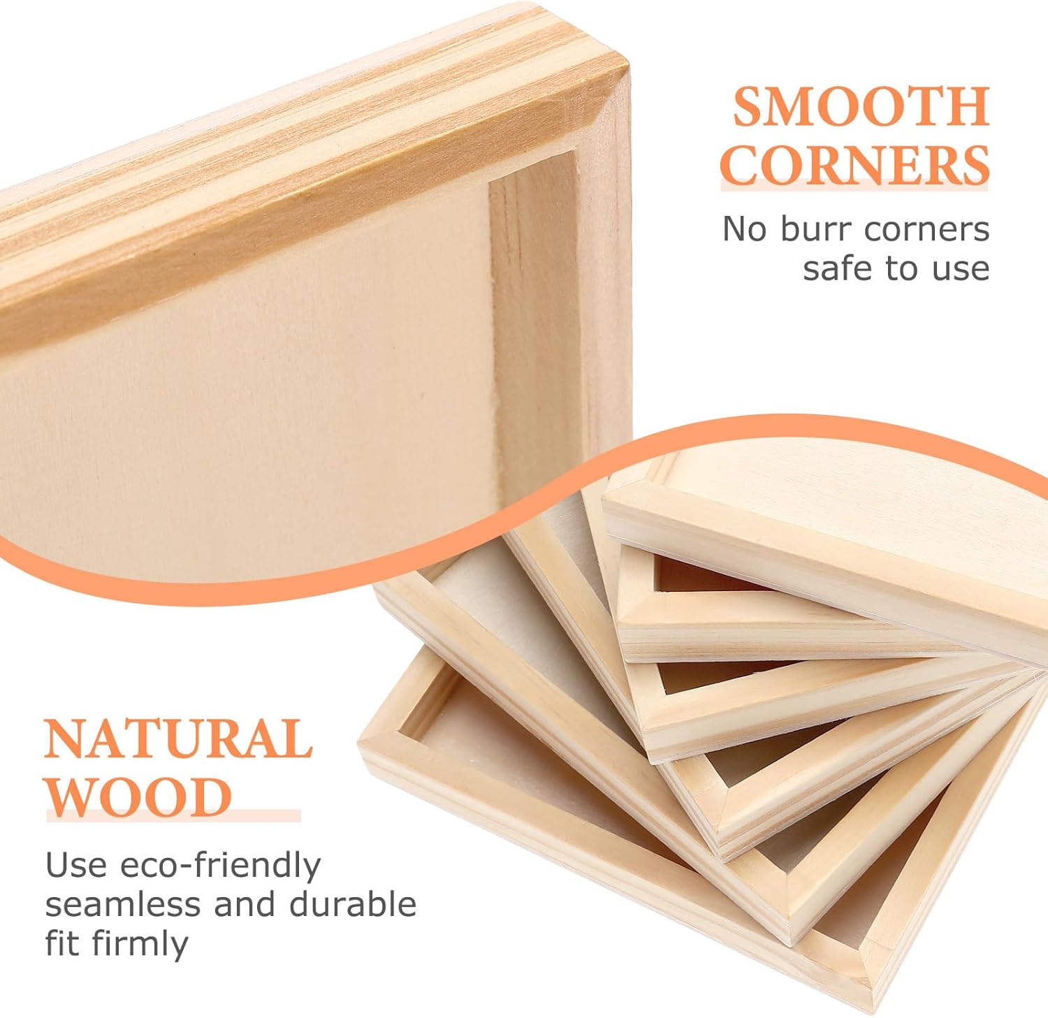 6-Pack Unfinished Wooden Trays - 4.7 x 4.7 in Small Square Serving Trays for Montessori, Crafts, Home Décor, and DIY Projects - Image 4