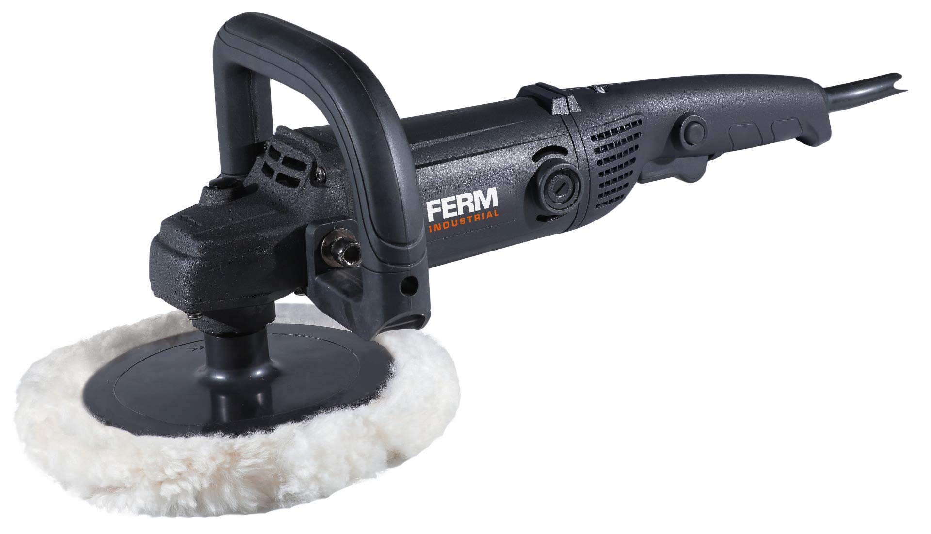 FERM Profesjonalny zestaw do polerowania/polerowania, 180 mm, 1400 W, elektronika ze stałą prędkością, 4 m, kabel gumowy – zmienna prędkość – w tym akcesoria