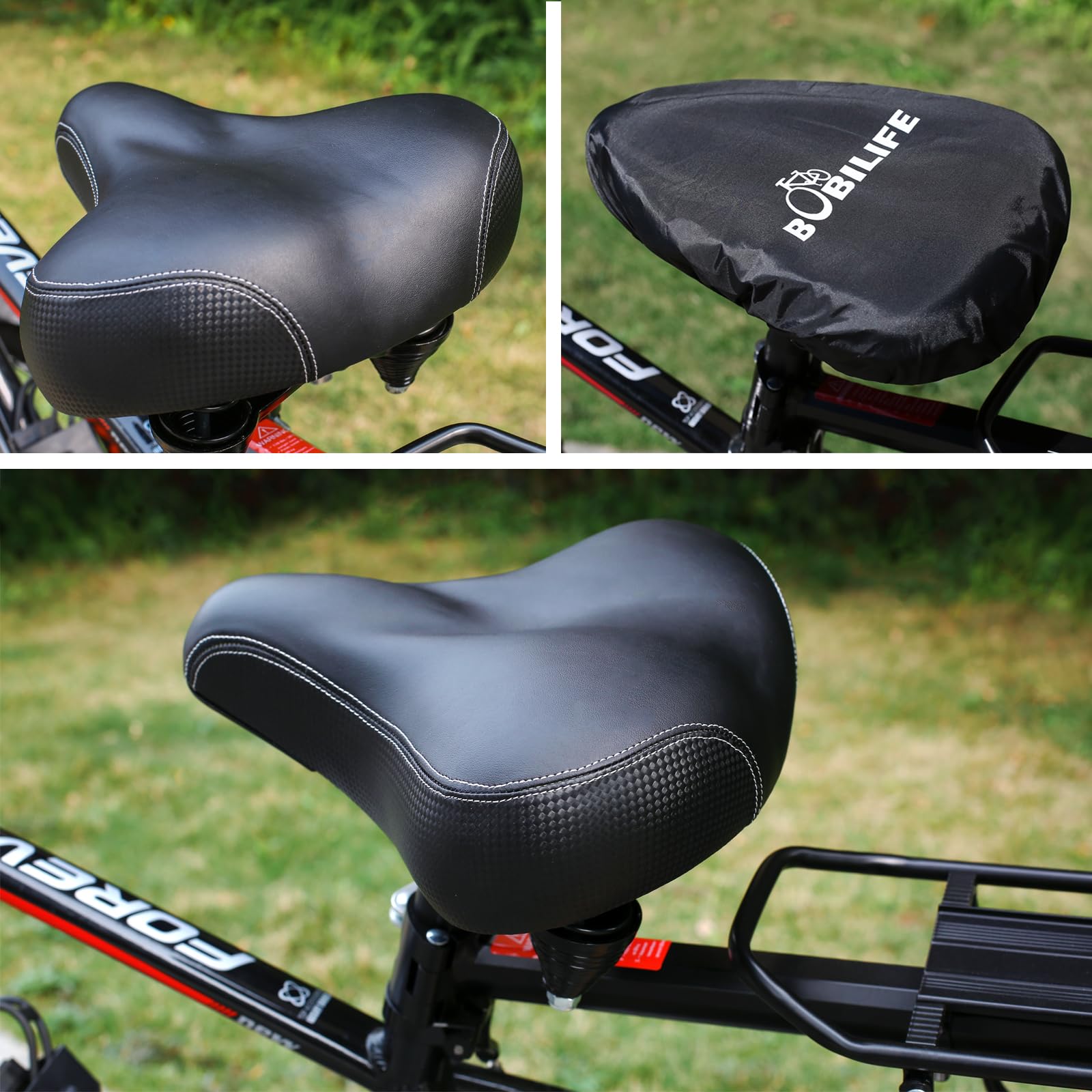 Grand siège de vélo large – Selle de vélo de rechange, confort pour Peloton – Vélo électrique stationnaire d'exercice, vélo de ville, VTT, vélo de route pour homme et femme, avec housse de protection