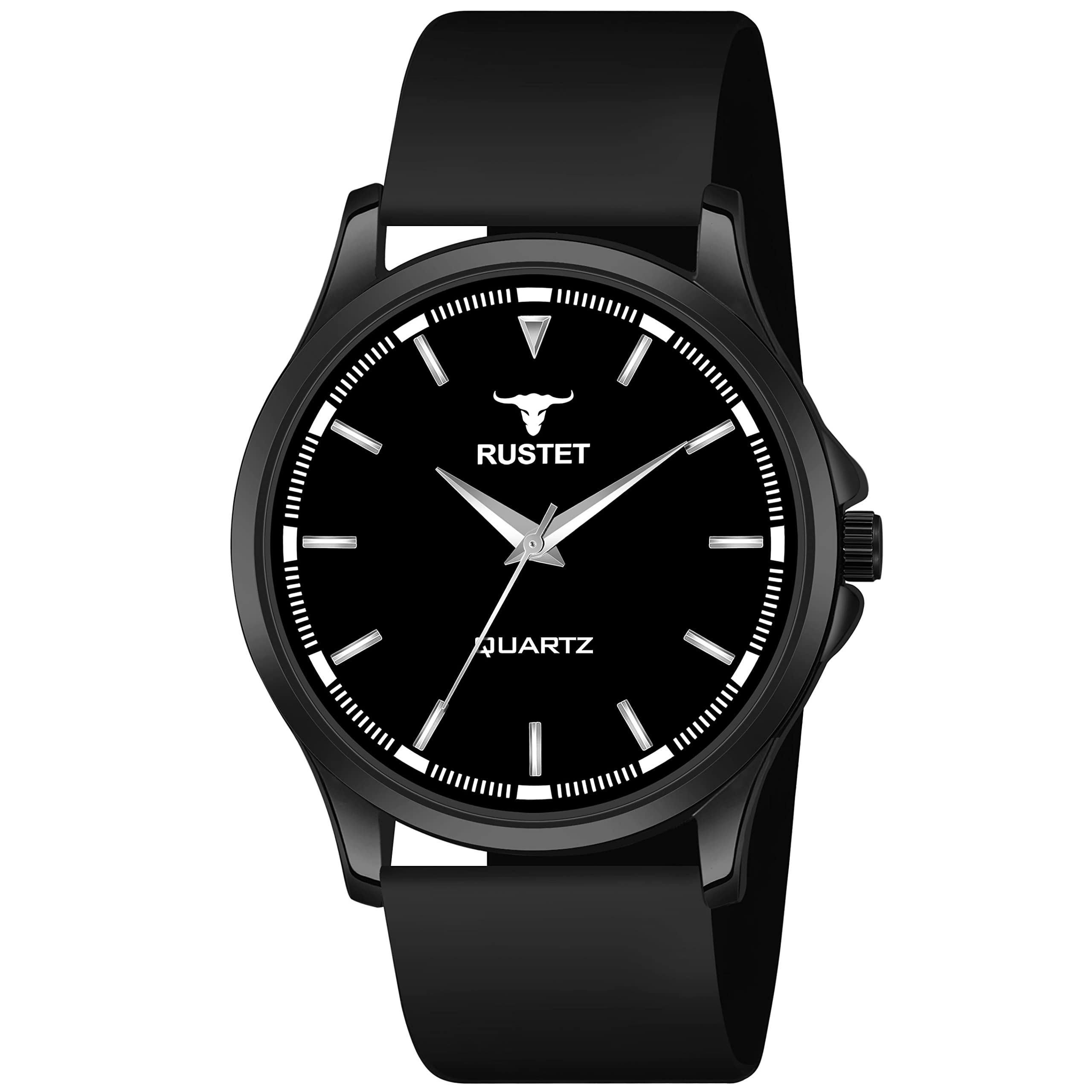 RUSTET Analogue Mens Black Silicone Strap Watch (Black Round Dial Black Strap,LD63-BK) (B0C1GN171Q) Amazon Price History, Amazon Price Tracker