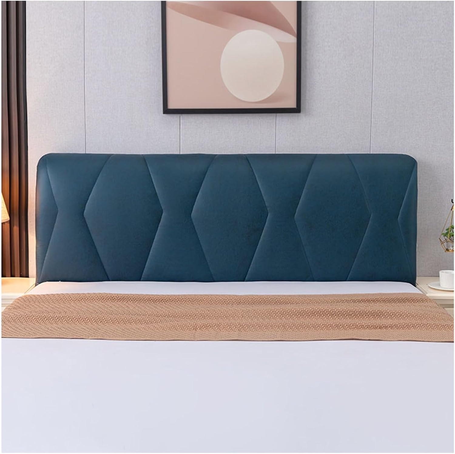 Waterproof Headboard Cover Twin Queen Full Size, Stretch All-Inclusive Bed Headboard Padded Cover, Bed Head Slipcover for Home Decor(Dark Blue,150x75cm/59x30in)