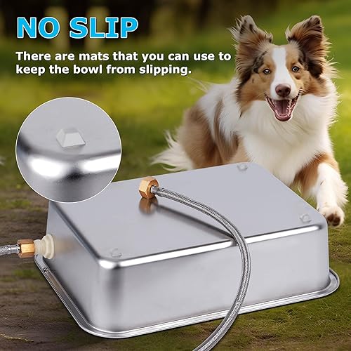 3 Gallon Automatic Dog Water Dispenser for Large Dogs Stainless Steel Bowl, Large Self Filling Auto Water Bowl Outdoor for Cats Livestock Chicken(15.4"L x 11.41"W x 3.93"H)