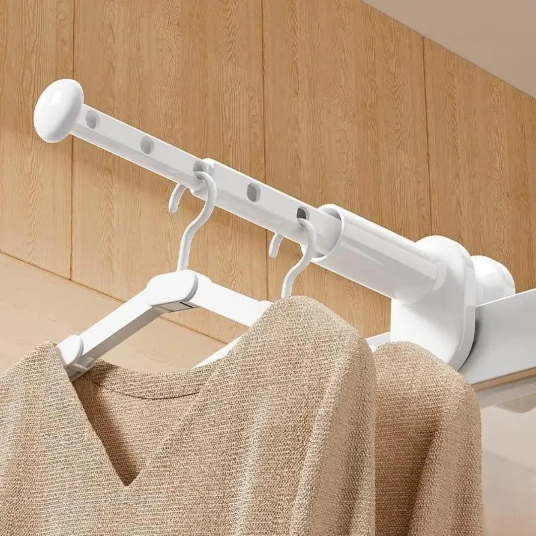 Adjustable Tension Rod Clothes Drying Rack, White, No-Drill Wall Mounted Hanger for Balcony Window-image-39