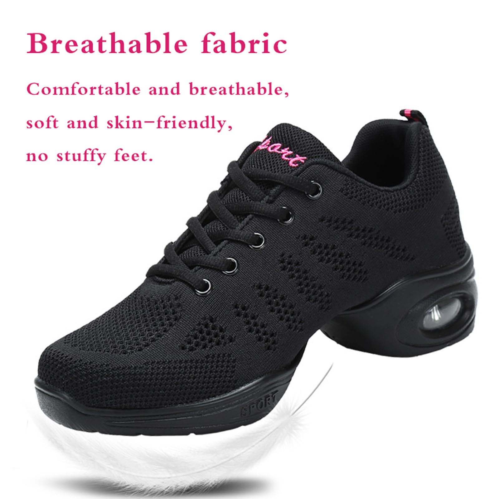 Kraftpaid Basket De Danse,Baskets De Danse Pour Femme,Chaussures De Jazz Coussin Air Pour Femme,Chaussures De Danse De Marche Sportive,Plate-Forme