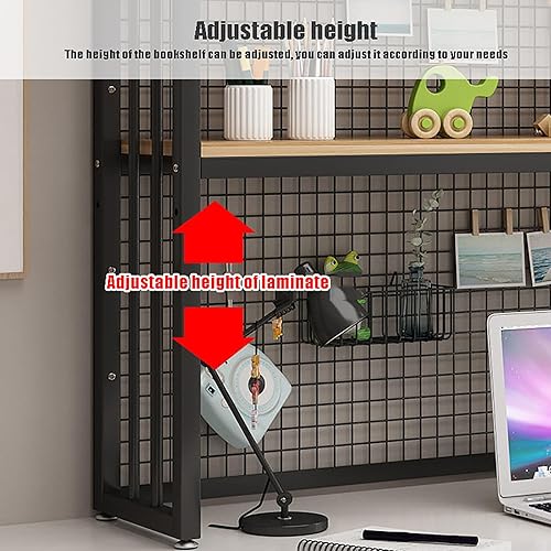 Miniatura 5 de Estantería de escritorio de 2 niveles para escritorio de computadora, estantería de madera para encimera, estantería de escritorio para computadora,