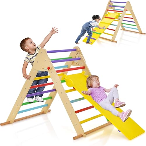 Costzon Juguete de escalada para niños pequeños, plegable y antivuelco, juego de gimnasio para interiores con rampa reversible, escalera de