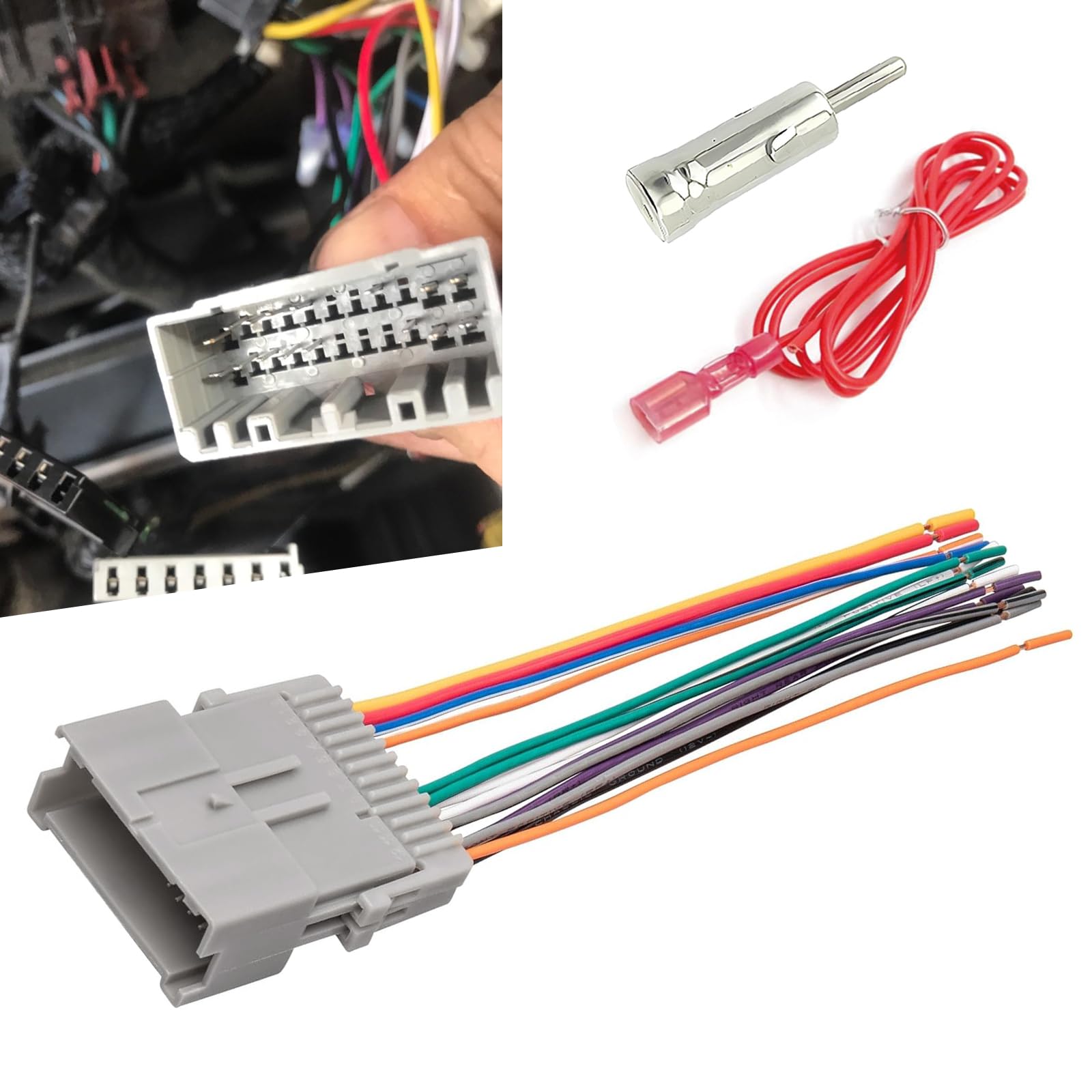 Downhill Car Audio Wiring Harness, Radio Wiring Harness Adapter Kit, Audio Modified Pigtail Connector Plug, Compatible with Chevrolet Chrysler Hummer Buick Suzuki (Gray)
