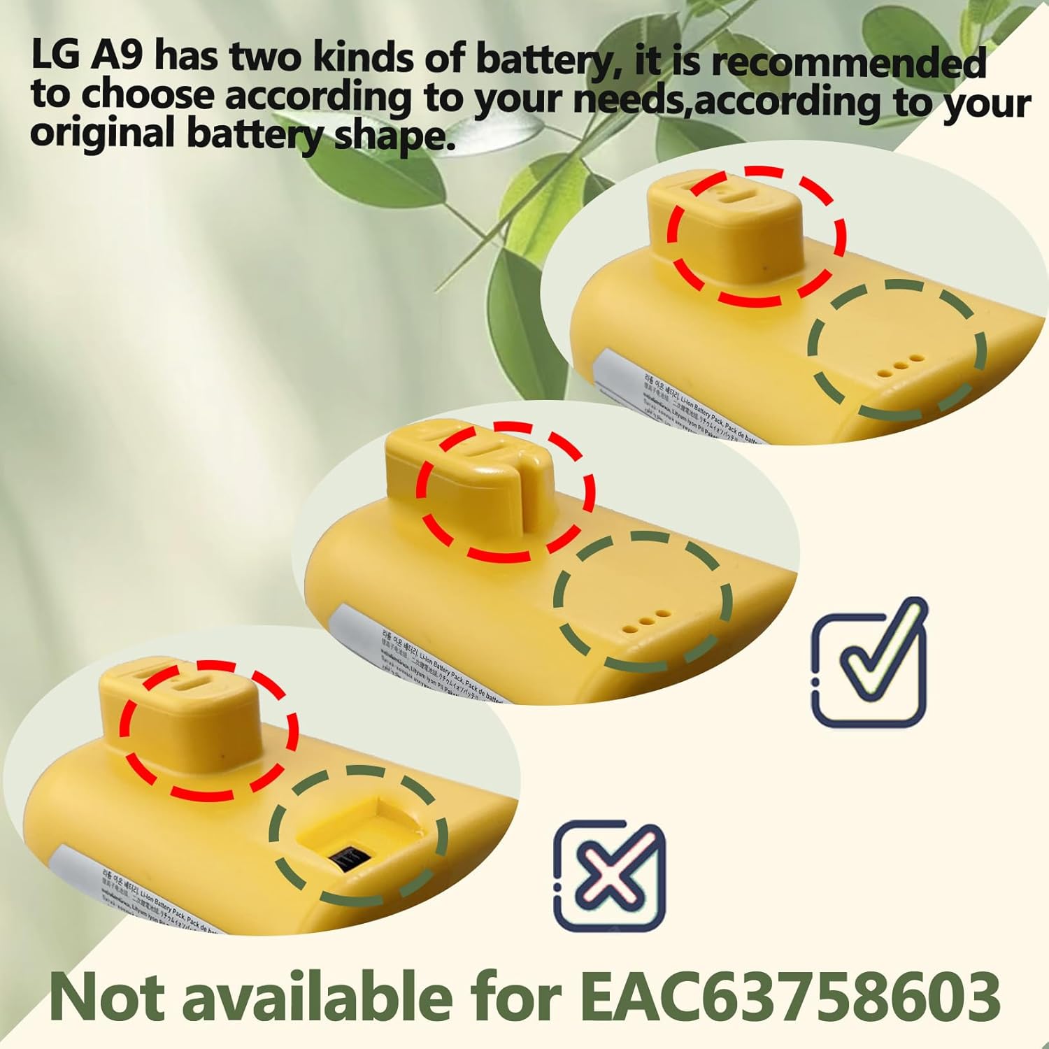 LG A9 EAC63382204 60.48Wh Battery Replacement for LG Cord Zero A9 A9+ A905 A908 A902RM A9K PRO A9K MAX 25.2V