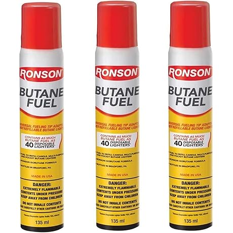 Ronson 135ML Refills Your Butane Lighters Like New Twice per Can and...