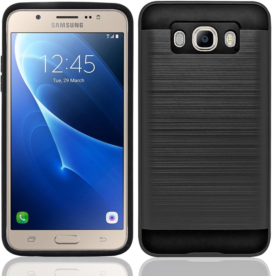 Samsung Galaxy J 510, Galaxy J5 (2016) Case, NEM Brushed Metal Texture Impact Resistant Protective Dual Layer Hybrid Armor Shockproof Anti Scratch Hard Cover Case