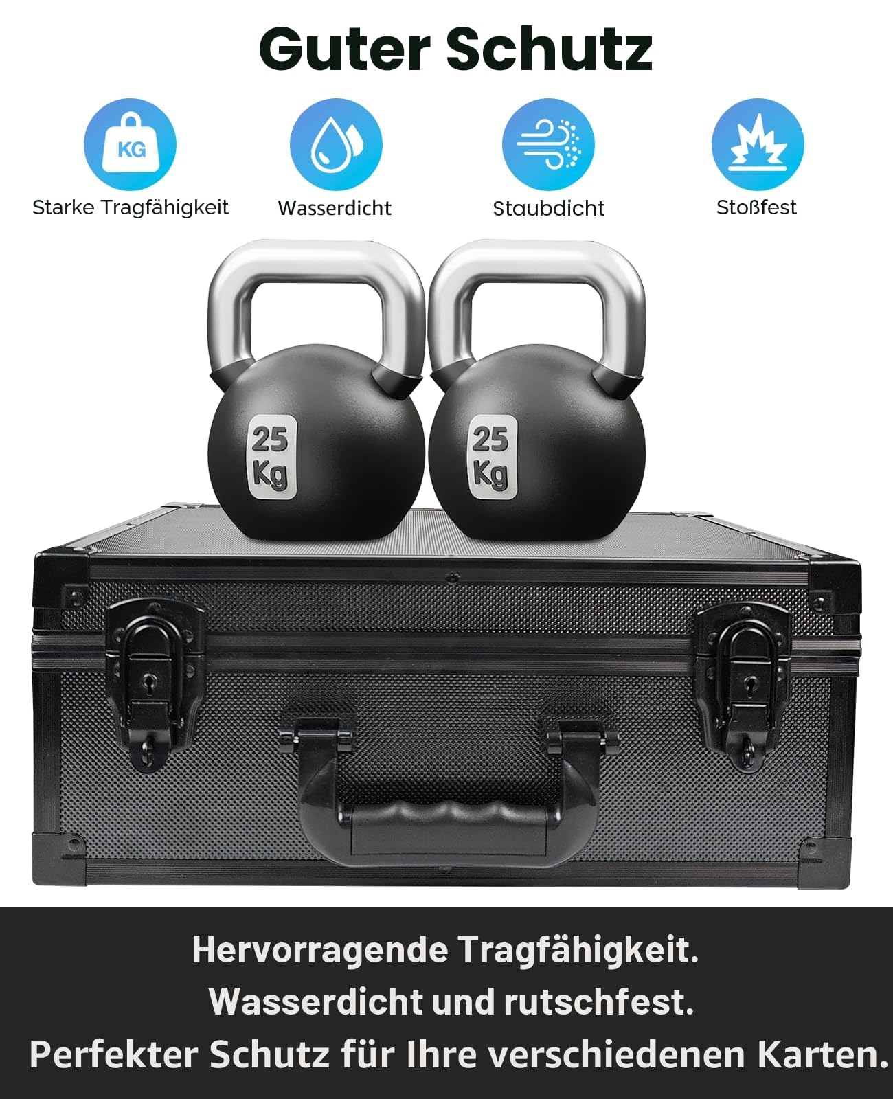 iDiskk Toploader Aufbewahrungsbox - Abschließbare 600+ Kartenetui, robuster Schutz für Sport/Sammelkarten/Pokemon-Karten, gepolsterter Organizer mit Schlüsseln