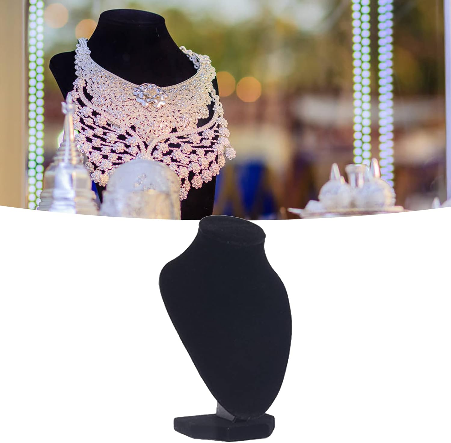 Necklace Mannequin Bust Necklace Holder, Wood Material Jewelry Display Necklace Holder Stand with Black Lint Suitable for Homes, Jewelry Stores, Trade Shows, Craft Fairs image 4
