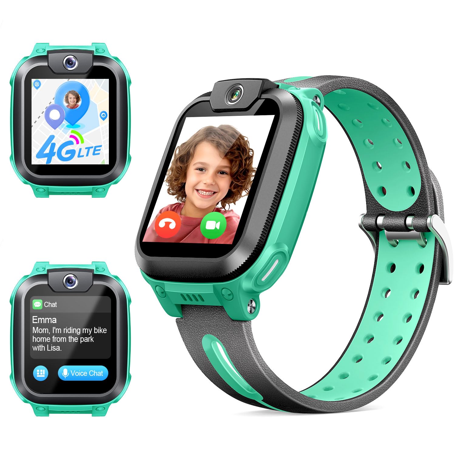 imoo Watch Phone Z1, Smartwatch para niños 4G con videollamadas en HD, Smartwatch para niños con posicionamiento GPS en Tiempo Real, Resistencia al Agua IPX8 (Verde)