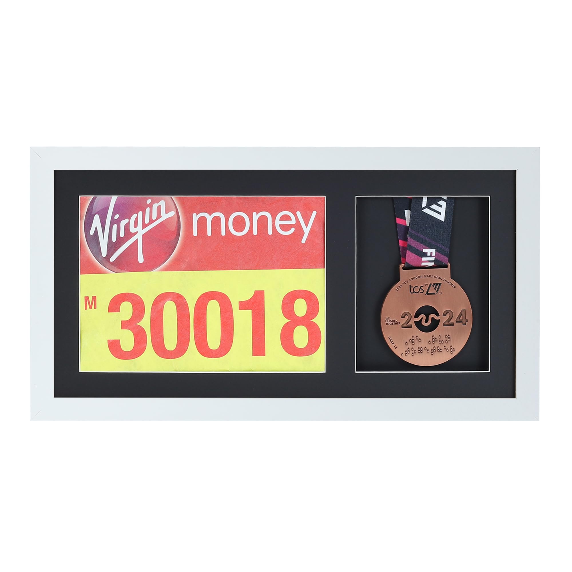Medal display Frame with Apertures for Bib and Photo. Handmade. Perfect for Runners, Swimmers, Cyclists, Athletes | Marathon Medals