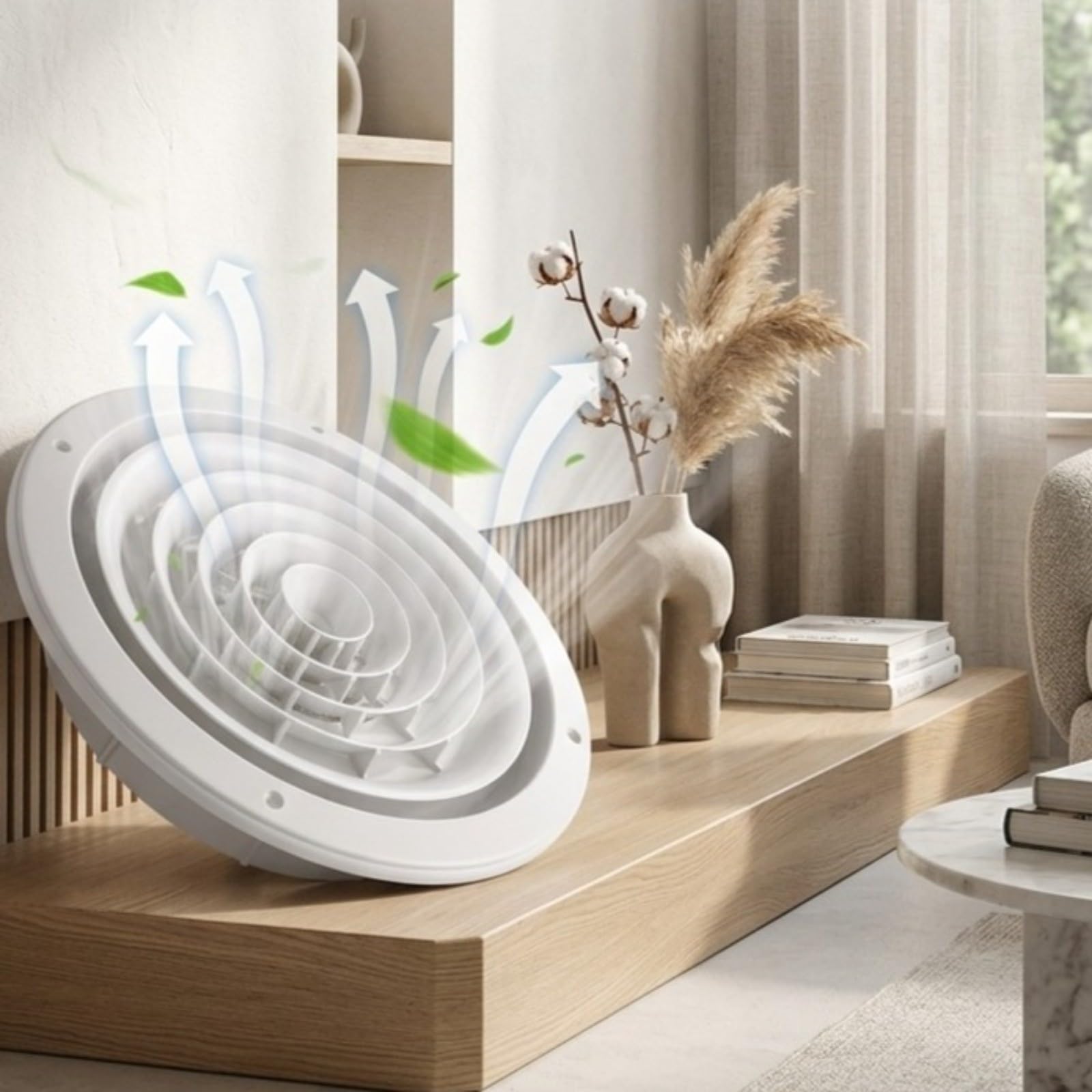 Griglia di ventilazione a soffitto rotonda 405 mm in ABS con distribuzione dell'aria regolabile per climatizzatori centrali e sistemi di ventilazione, bianca, adatta per casa e ufficio (405