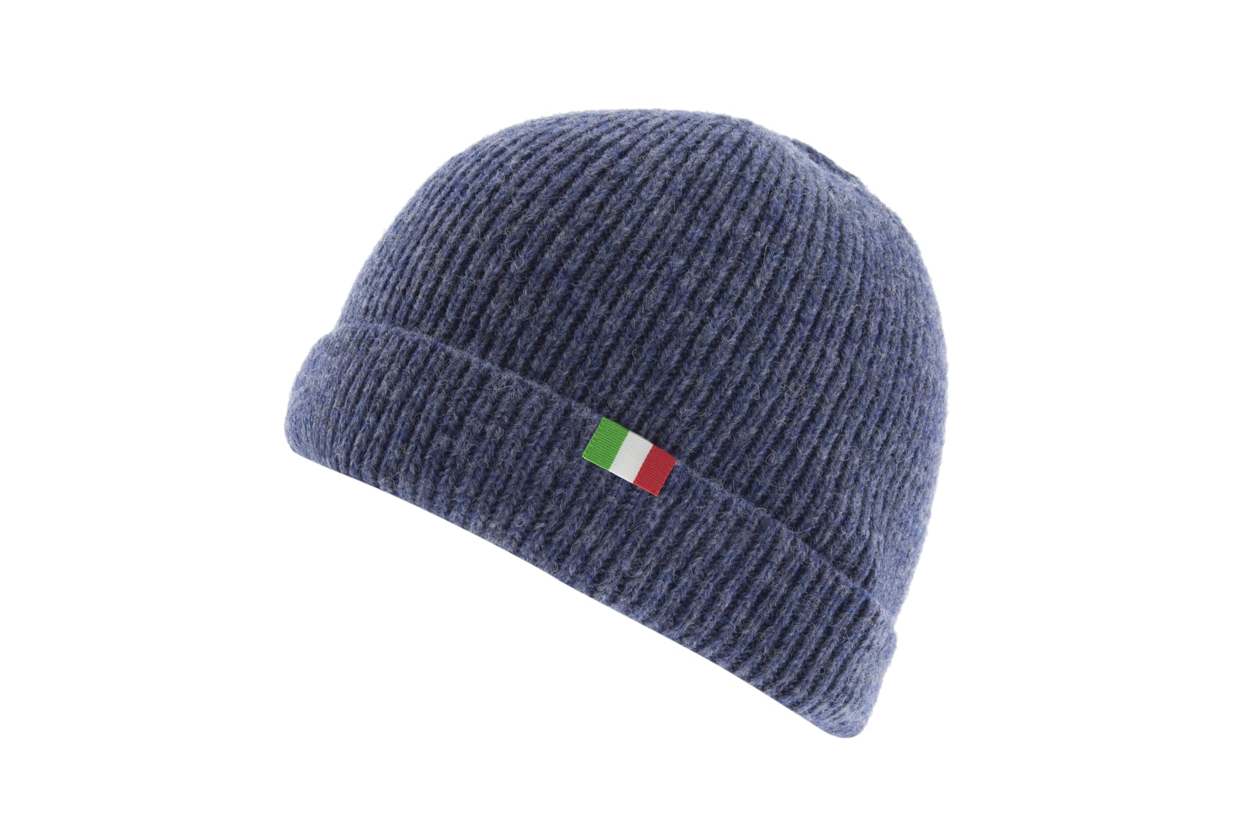 Gorro 100% lana merino con la bandera italiana. Fabricación artesanal. Hecho a mano. Gorro para hombre. Gorro de mujer. Gorro de lana de punto.