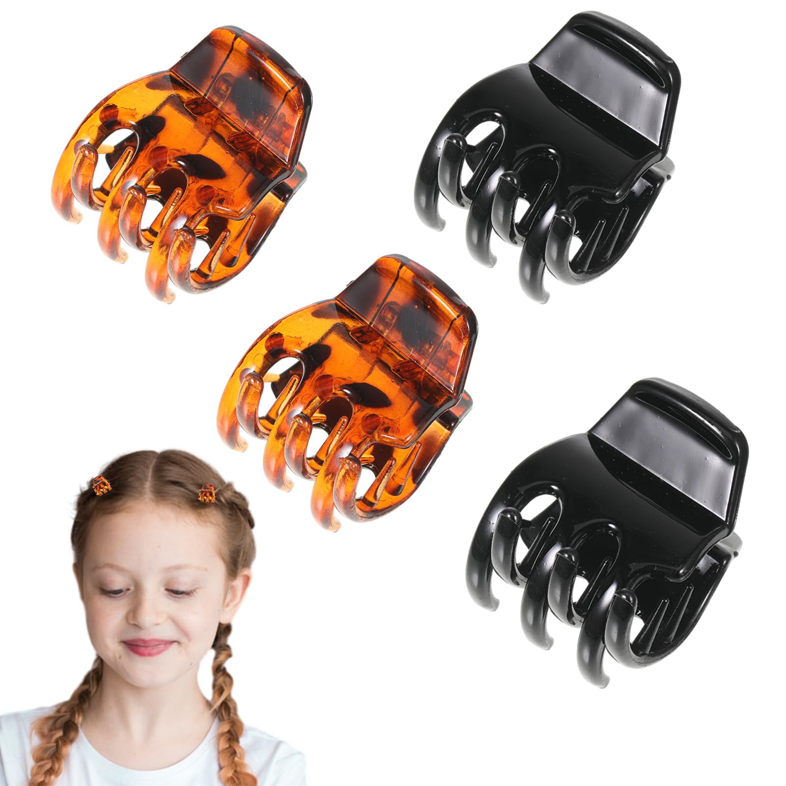 4 Pinzas Para el Pelo de Garra de 3,5 cm de Tamaño Mediano, pinzas pelo mujer Pinzas Para Garras de Pelo Para Mujer, Mini Pinzas Pelo Horquilla Antideslizante Para Cabello Grueso y Fino Marrón y Negro