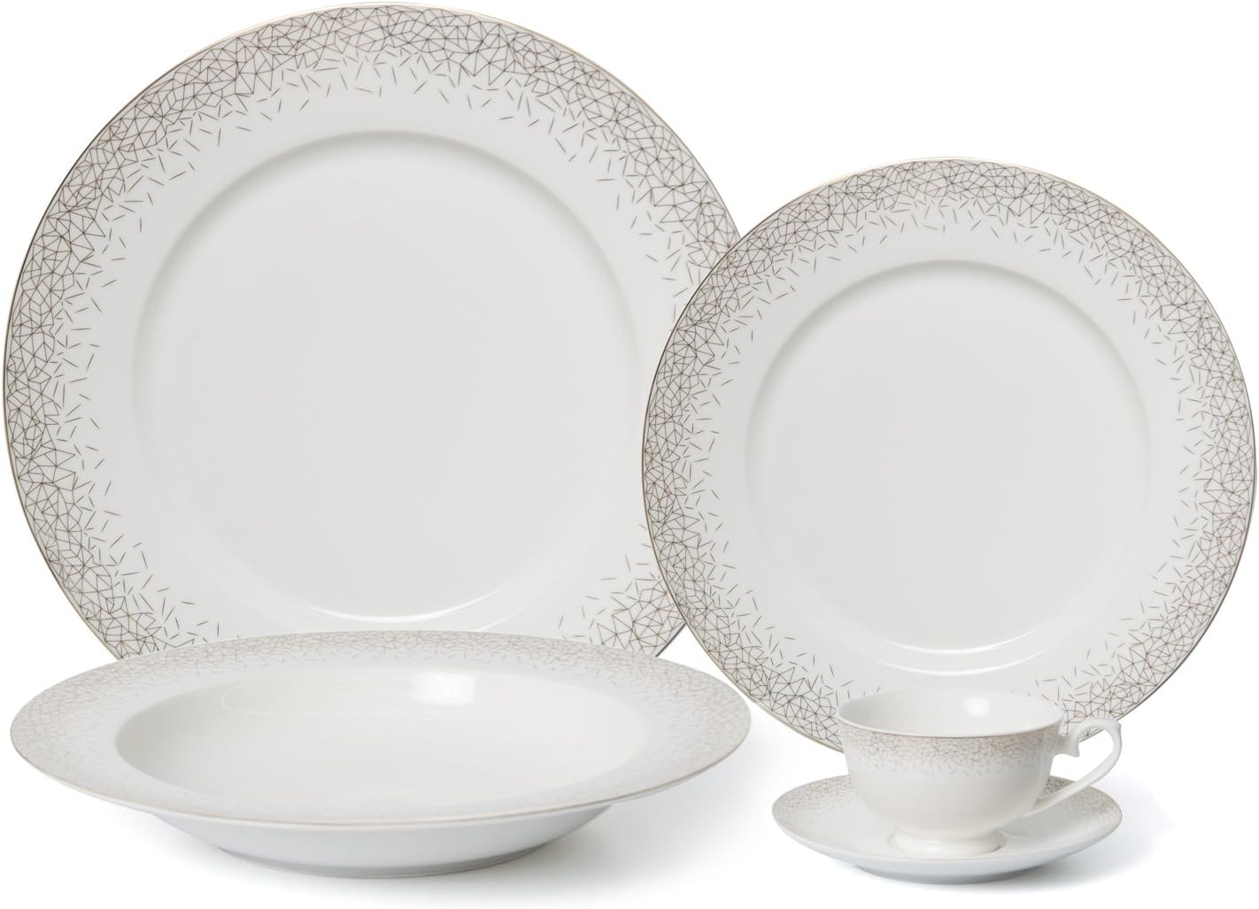 Royalty Porcelain 5-pc Dinner Set for 1, 24K Gold, Premium Bone China Porcelain (Infinity Gold)