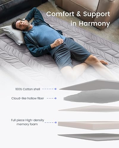 Miniatura 3 de ZonLi Colchón japonés de suelo tipo futón, tamaño matrimonial, tapete de tatami enrollable grueso con funda lavable, 100% algodón, plegable y