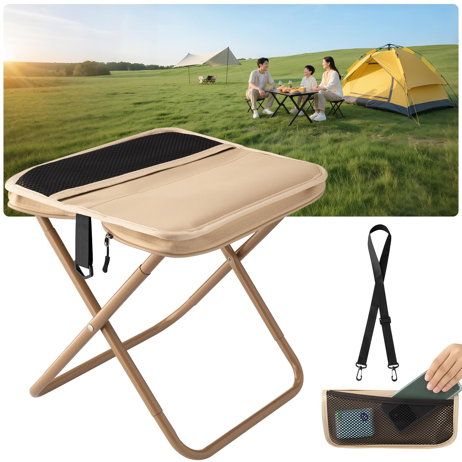 ✨耐久性で選ぶ✨1秒開閉　アウトドアチェア　キャンプ　折り畳み椅子 　ブルー ✨耐久性で選ぶ✨1秒開閉 アウトドアチェア キャンプ 折り畳み椅子