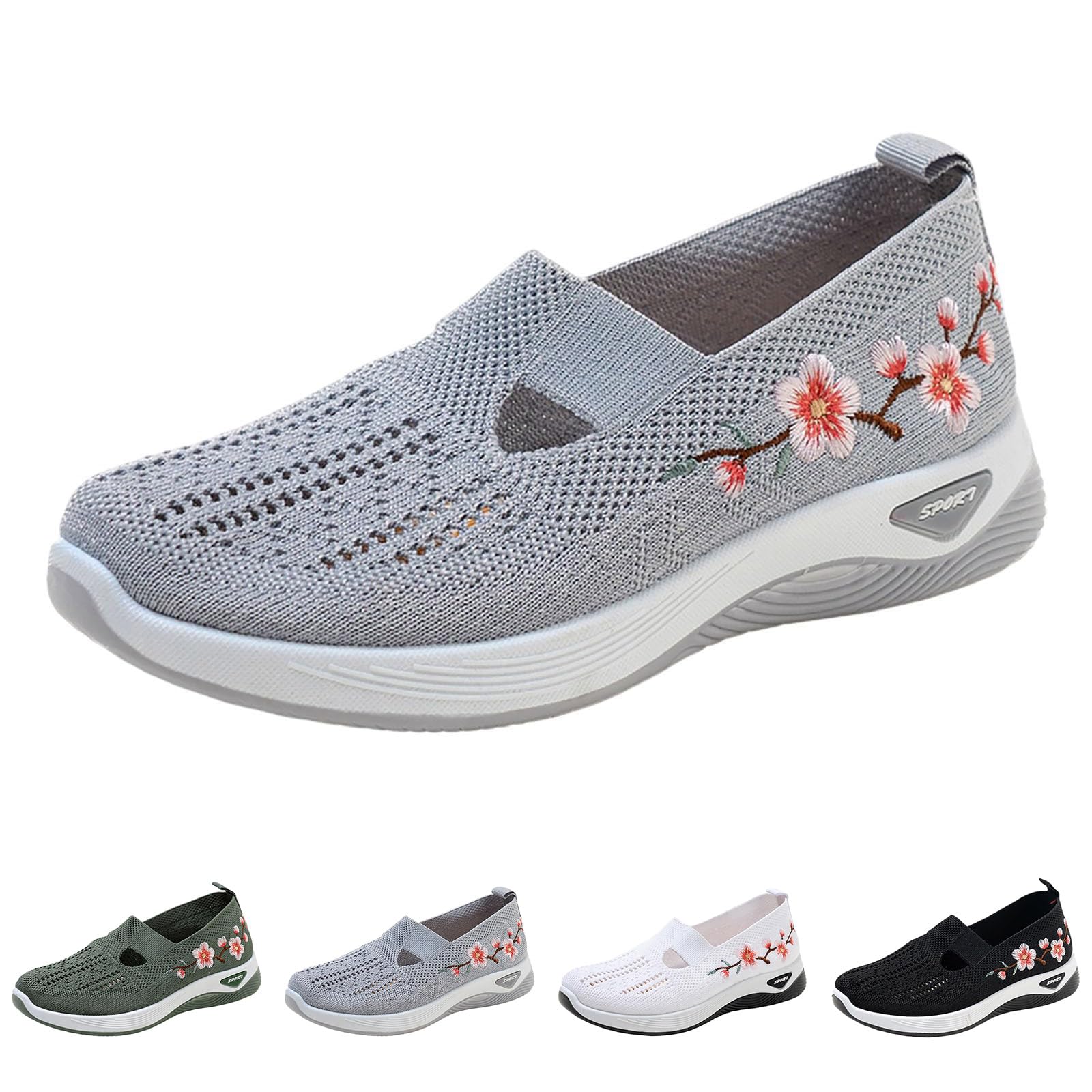 Zapatillas Ortopedicas Mujer Verano Zapatillas sin Cordones para Caminar Comodos y Ligeros Sandalias Palas Transpirables y Antideslizantes Zapatos de Entrenamiento Deportivas Malla Deporte Diabéticos