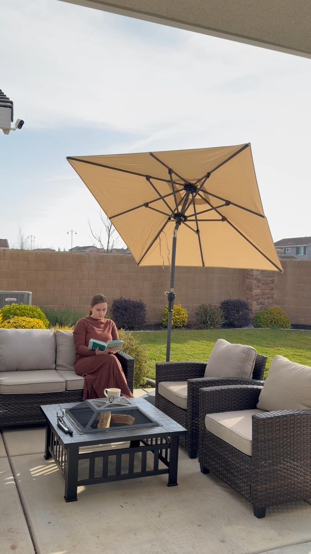 6x6 square patio umbrella PURPLE LEAF 6' x 6' Outdoor Table Umbrella Aluminum Frame Market Umbrella Sun Umbrella with 8 Sturdy Ribs & Tilt for Garden Deck Lawn & Pool Light 2025 Big Ten Alternate Sonik ensuring it can withstand Color:Dark Fig