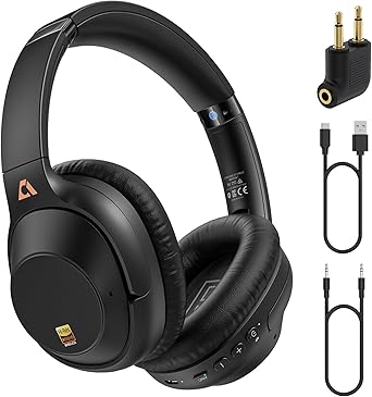 YMOO Active Noise Cancelling Headphones for Airplane Travel, LDAC Hi-Res Audio, Wired and Wireless ANC Headphones, 100H Playtime Over Ear Headphones, Custom EQ via App, Bluetooth 6.0 Headset for All