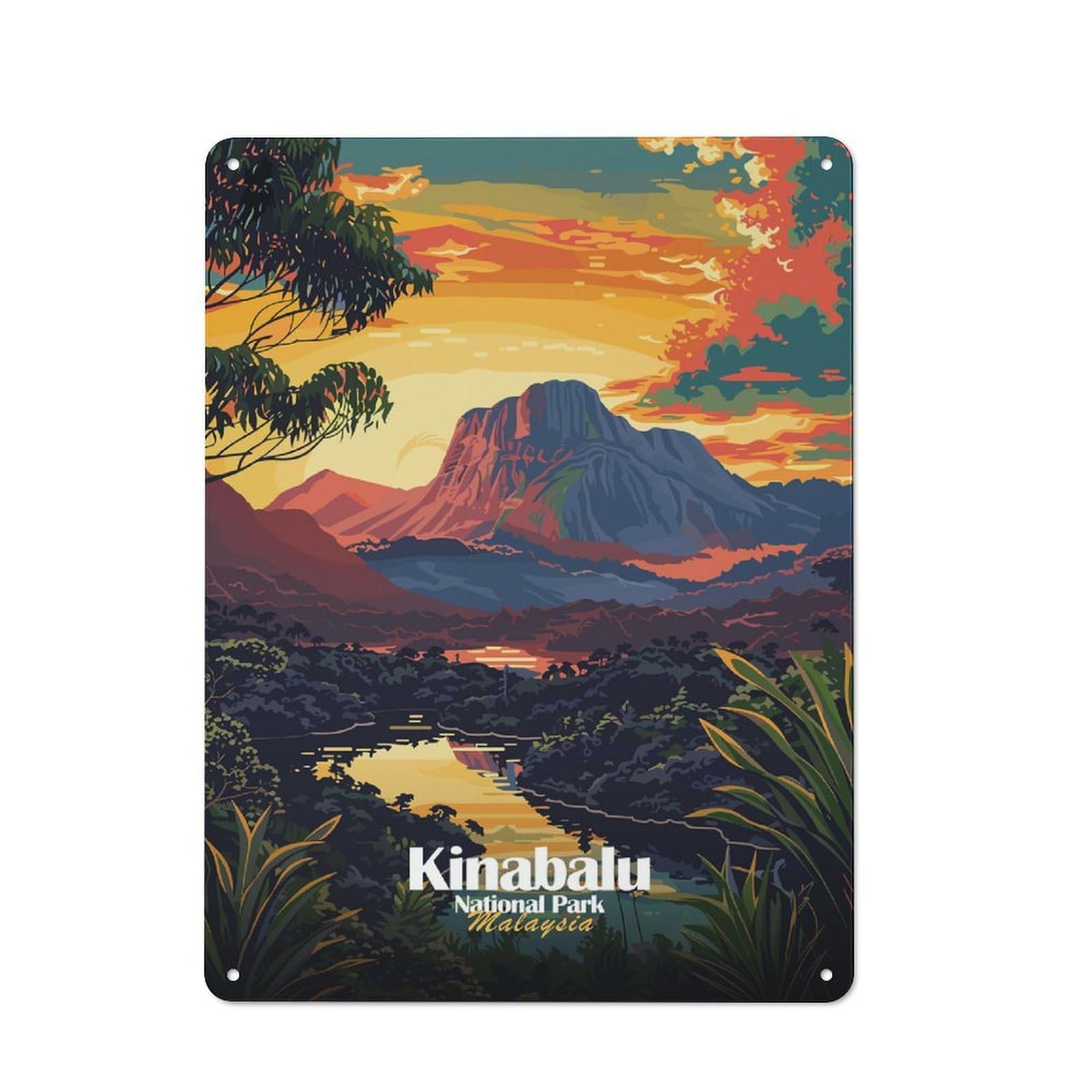 Junmoney Kinabalu National Park, Malaysia Metal Wall Sign 40X30cm, Clean Industrial Loft Wall Plaque For Workspace, Cafe, Hallway Or Garage