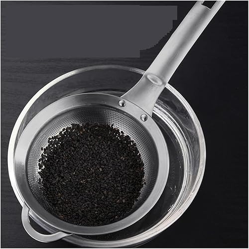 Miniatura 6 de Colador de perforación Tamiz de malla fina de acero inoxidable Colador pequeño con mango Cuchara descremada de metal