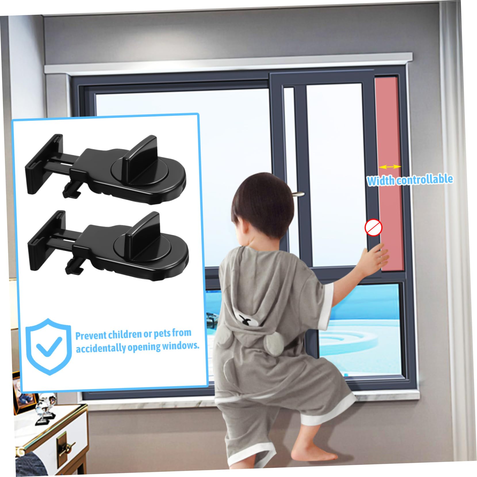 NUOBESTY 5 Ensembles Verrou Pour Fenêtres Coulissantes De Installation Facile Protection Ajustable Pour Divers Types De Fenêtres Construction Robuste 2 Pièces * 5