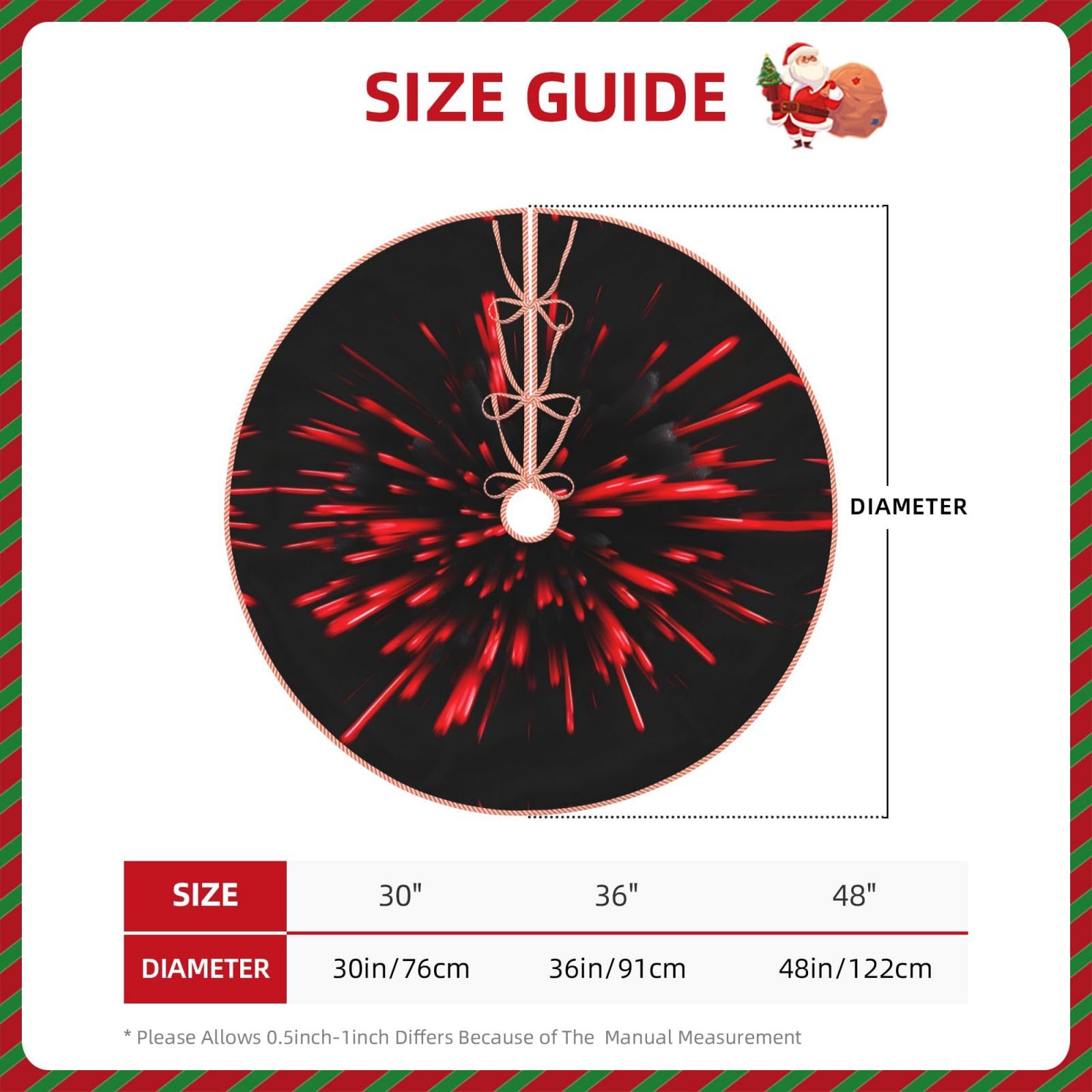 Gonna Per Albero Di Natale Con Nappa 122 Cm - Motivo Natalizio In Tessuto Spazzolato - Copribase Rotonda Per Alberi Veri E Finti