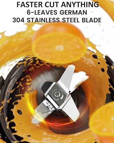 Miniatura 3 de Batidora de batido real de 1200 vatios para batidos y batidos, juego de licuadora personal 7 en 1, Alemania 3D de acero inoxidable 6 hojas para