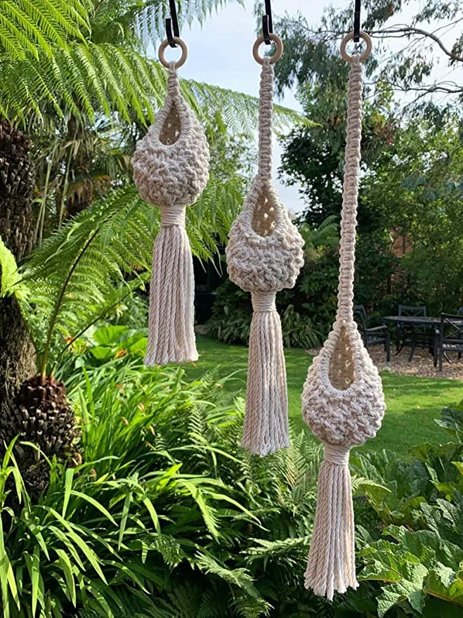 The Top Knott Macrame Plant Hanger (Extra Long), Indoor Wall/Ceil Hanger with Wood Beads, Boho Decorative Flower Pot Holder No Tassels (Set of 3) (B0BM642DQT) Amazon Price History, Amazon Price Tracker